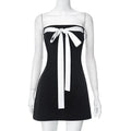 Bow Tie Tube Top Backless Mini Dresses for Y2k Black Dress Party Night Club Outfits