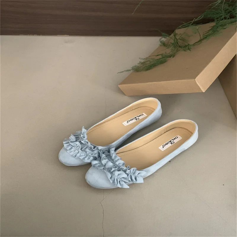 Shoes Woman Flats Shallow Mouth Allmatch Modis Female Sneakers Round Toe Dress New Comfortable Rubber Flock F