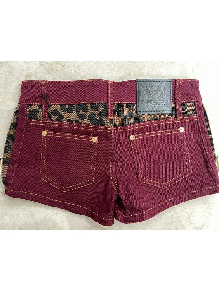 Summer Woman Gyaru Hot Kpop Pants Clubwear Jean Hot Shorts Denim Sweet Shorts Pockets Zipper Low Waist Patchwork
