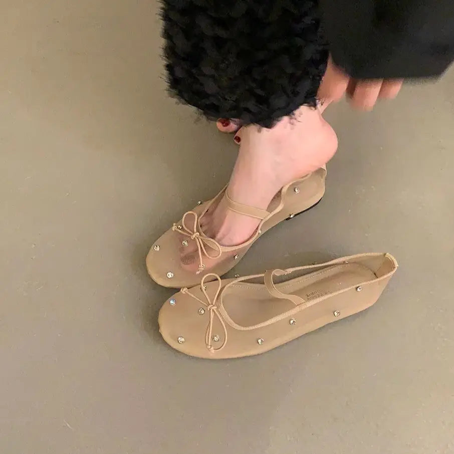 Flat Shoes Mesh Mary Jane Shoes Soft Sole Outdoor Dress Ballerinas