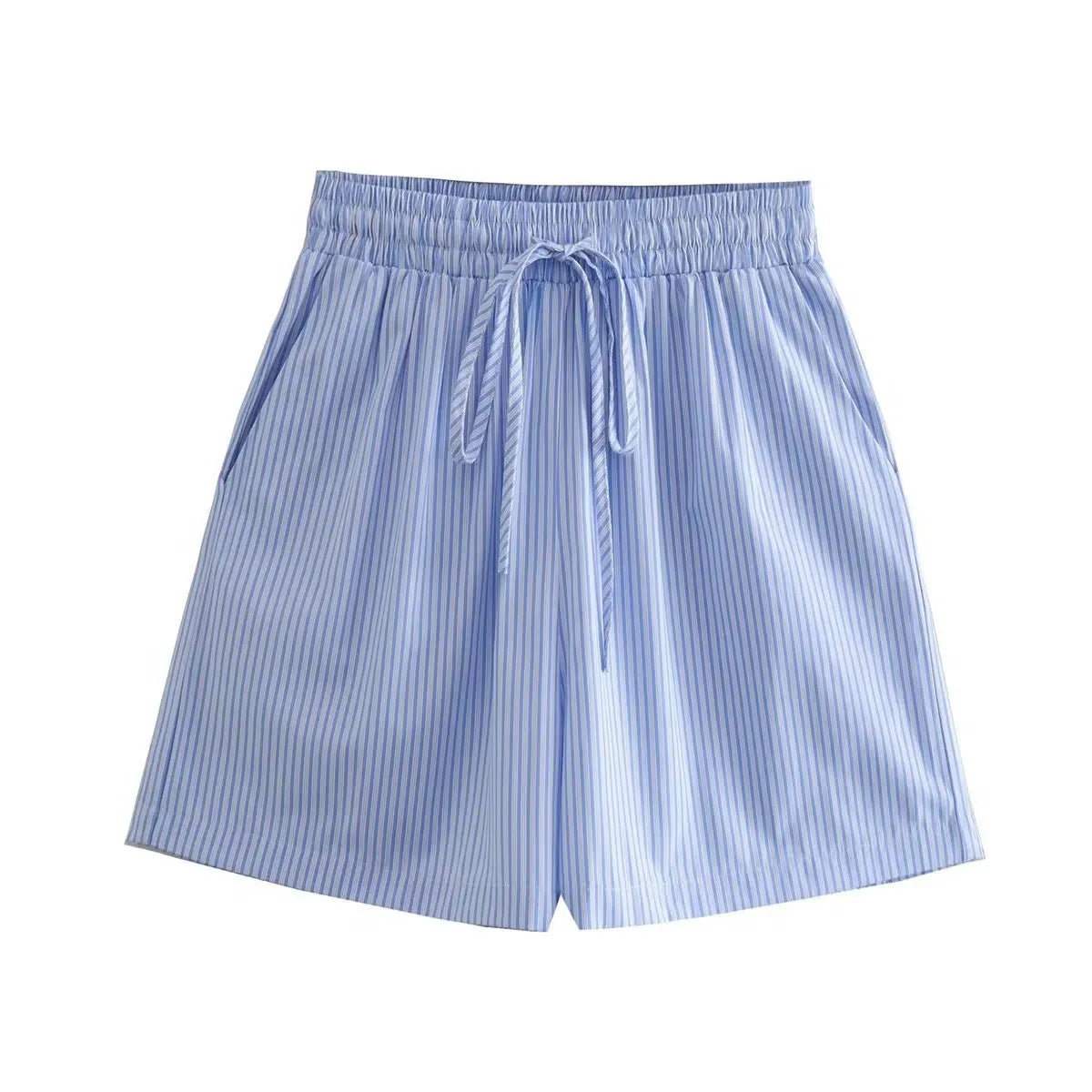 Drawstring Short Pants Sets New Summer Long Sleeve Pocket Irregular Blouse+shorts Outfits Two-piece Set
