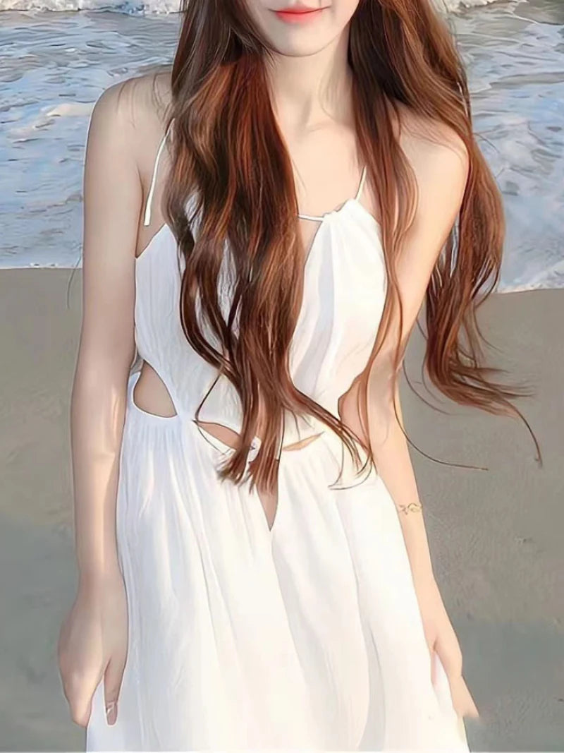 Long Midi Dress Halter Sleeveless Party Prom Beach Mujers Female Outerwear Vestidos