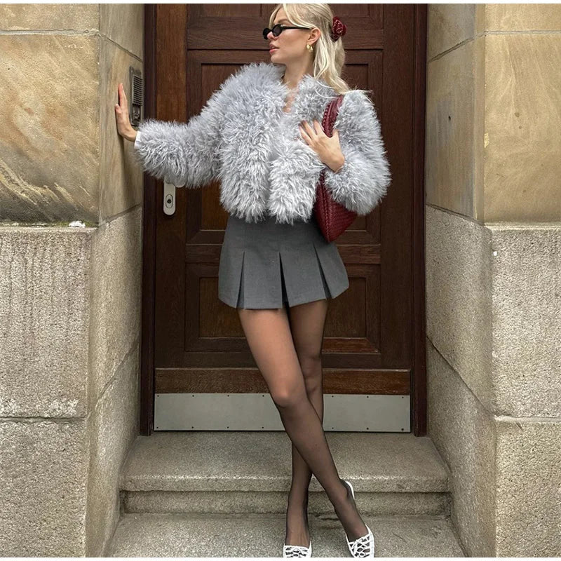 Faux Fur Jackets Loose Warm Soft Cardigan Coats Female Winter Long Sleeves Outwears Lady