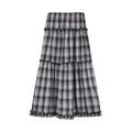 Contrast Color Plaid Aline Skirt Autumn New Korean Pleated Loose All Match Midlength Skirt