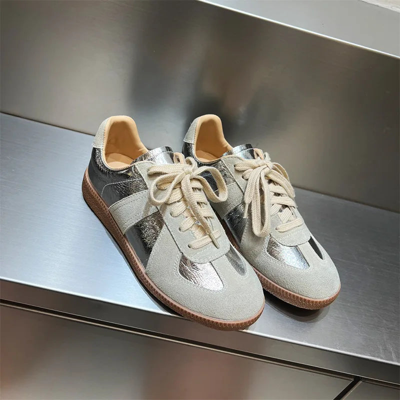 New Genuine Leather Sneakers Crosstied Comfort Flats Shoes Woman Sport Shoes Female Sneakers