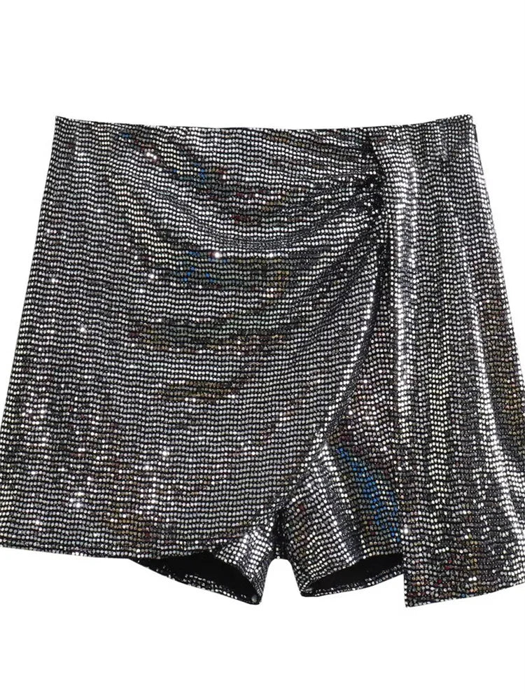 Sequin Y2k Skirt Club Glitter High Street Slim Zipper Loose Patchwork Short Skirt Sparkle Skirt