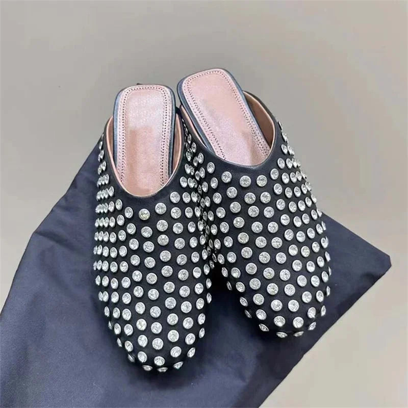 Summer Comfort Flat Mary Jane Single Shoes European and American Rivet Buckle Shoes Dance Shoes