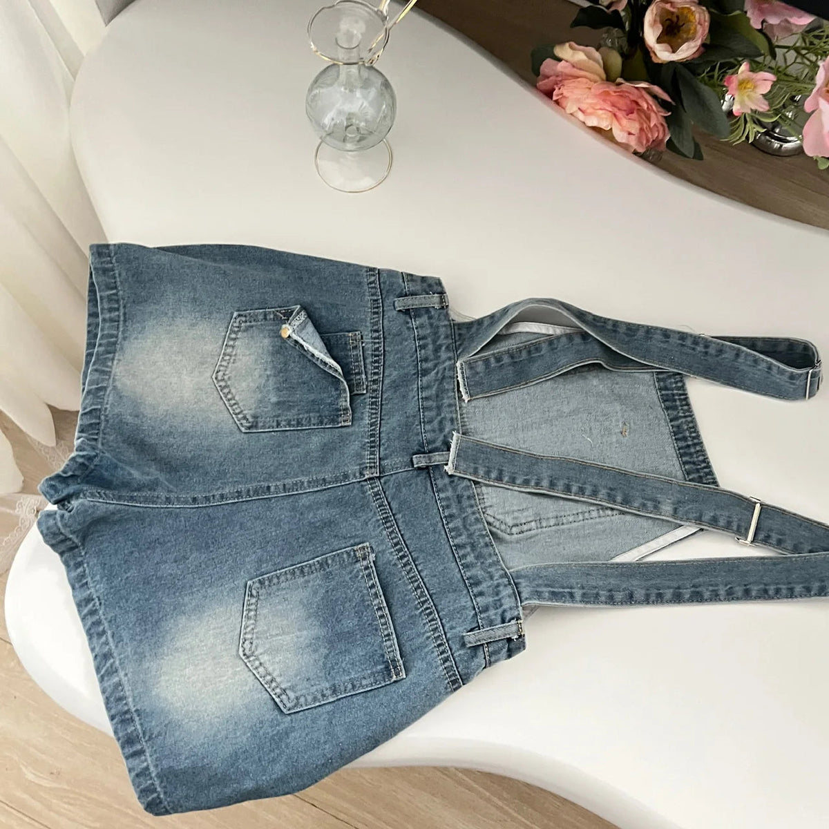 Japanese Kawaii Jean Strap Mini Dress 2000s Y2k Clothing Sleeveless Denim Dress Korean Even Party Outwear