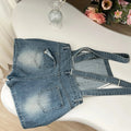 Japanese Kawaii Jean Strap Mini Dress 2000s Y2k Clothing Sleeveless Denim Dress Korean Even Party Outwear
