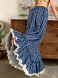 Retro Skirt Blue White Striped Autumn New Style Niche Temperament High Waist Slimming Seaside Atmosphere Skirt