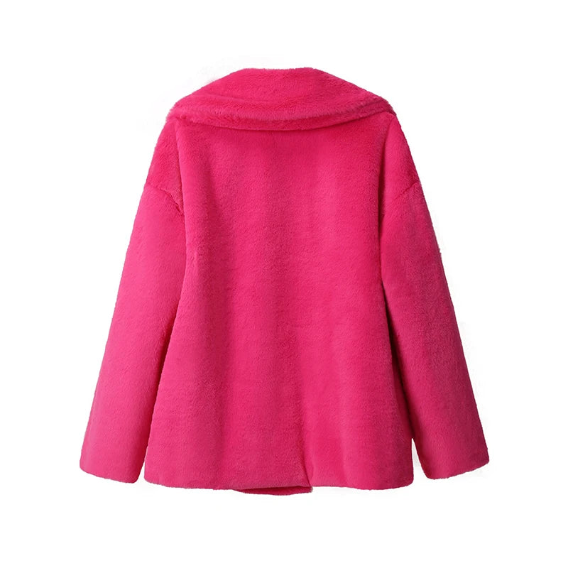 Ins Brand Long Faux Rabbit Fur Coat Jacket Winter Oversized Shaggy Plush Fur Coats Street Overcoat