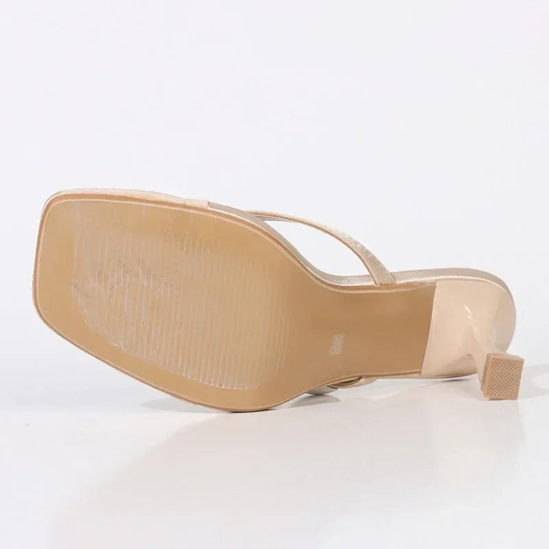 Metal Narrow Band Designer Flip Flops Summer Slippers Party Low Heels Gladiator Slide Sandals Mules Shoes