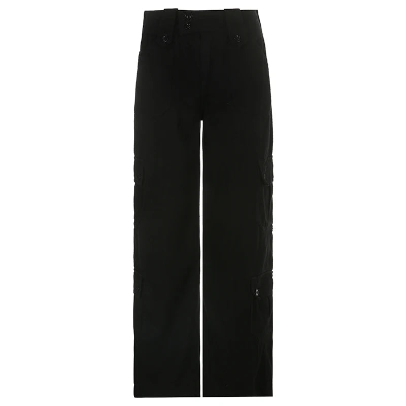 Woman Jeans Preppy Style Denim Pants Trousers Cargo Pants Allmatch Straight Leg Color
