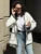 Knit Contrast Cardigan Sweater for Lace-up Pocket Long Sleeve Patchwork Loose Coat Autumn Knitwear ’s Outwear