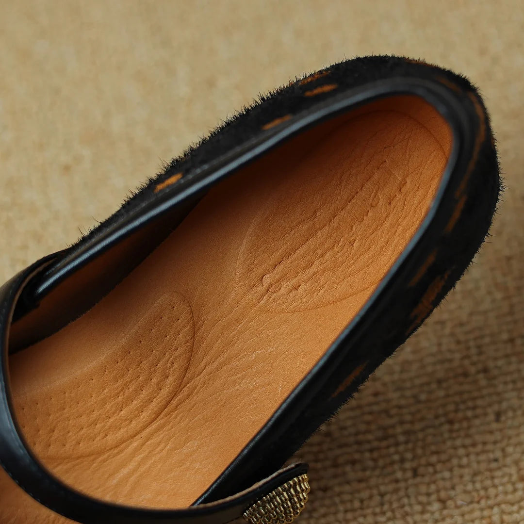 3442 Leopard Horsehair Mary Jane Flats Square Toe Female Soft Comfortable Slim Shoes Hot