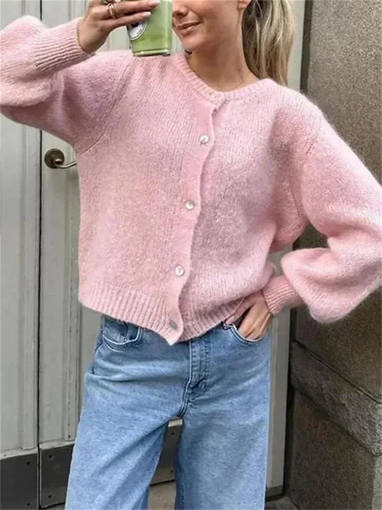 Loose Sweater Cardigan Coat for Long Sleeve Cropped Autumn Clothes Top Knitwear ’s Outwear