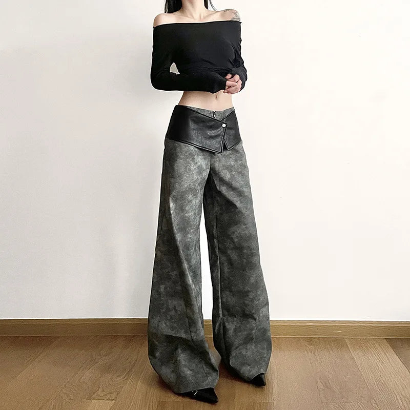 Classic Allmatch Cool Youth Vitality Patchwork Genderfree Wide Leg Pants Trousers