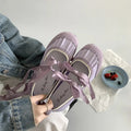 Round Toe Bow Flats Loafers Outdoor Slip on Soft Bottom Mary Jane Shoes Ballerina Shoes