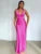 Satin Bow Backless Maxi Dress for Gown V Neck Sleeveless Club Party Evening Dress