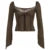 Hotsweet Lace Trim V-neck Brown Long Sleeve Blouses Bow Lace Up Flared Sleeve Slim Y2k Autumn New T-shirt