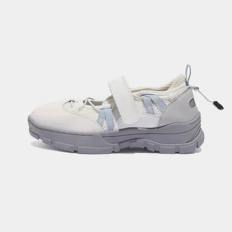 Retro Hook&loop Thick Bottom Sneakers Round Toe Sport Shoes Elastic Band Design Nonslip Tenis Femininos Shoes