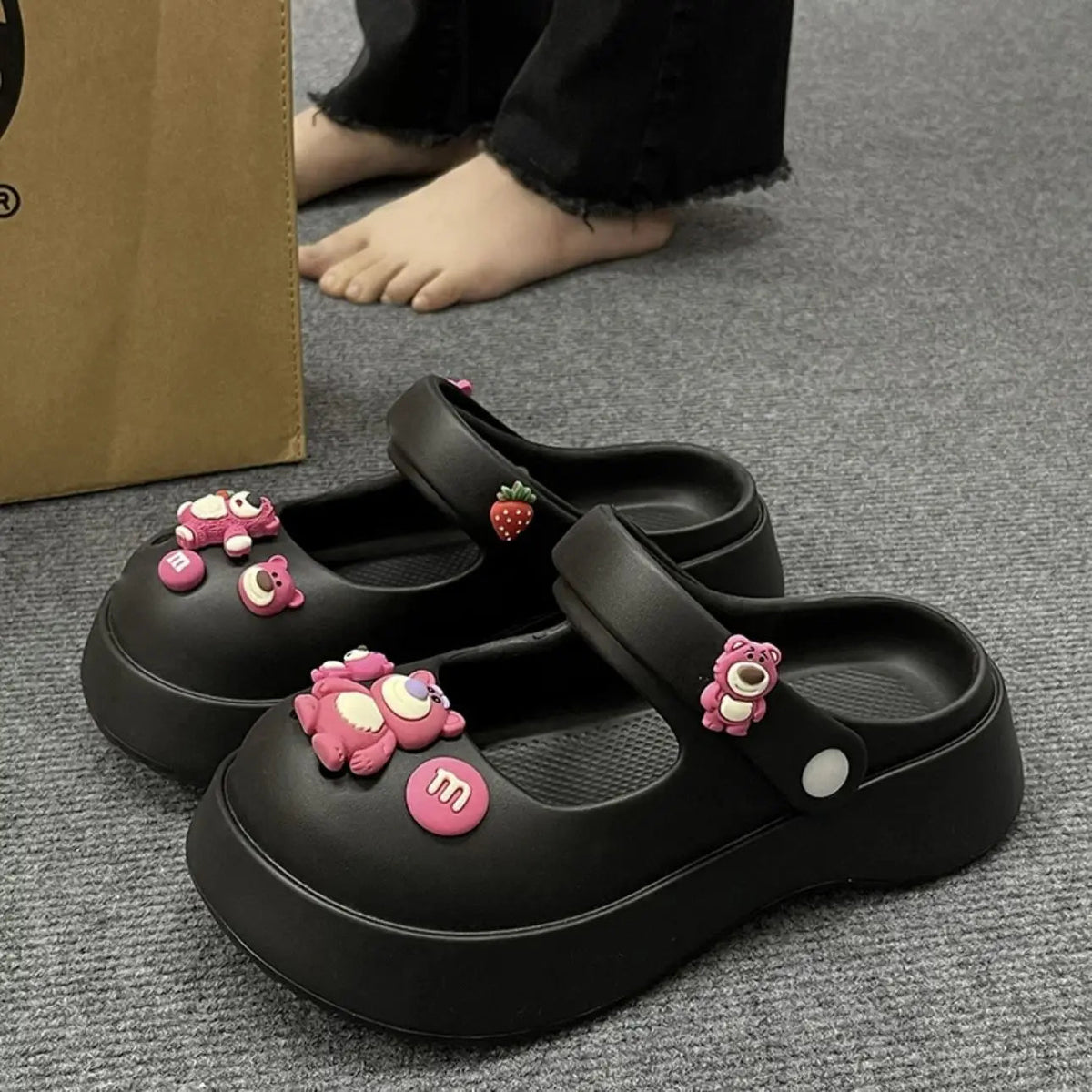 Platform Kawaii Slides Shoes White Summer Slippers and Sandals on Beach Thick Normal Top Designs Vip 39