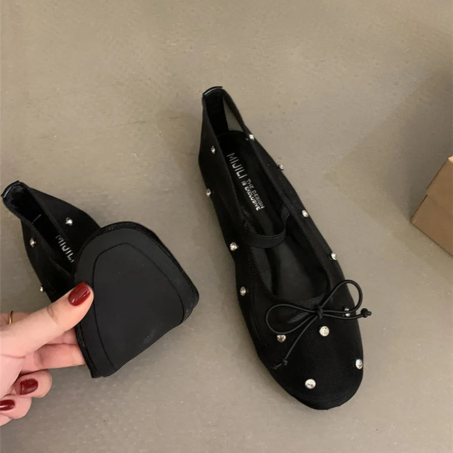 Flat Shoes Mesh Mary Jane Shoes Soft Sole Outdoor Dress Ballerinas