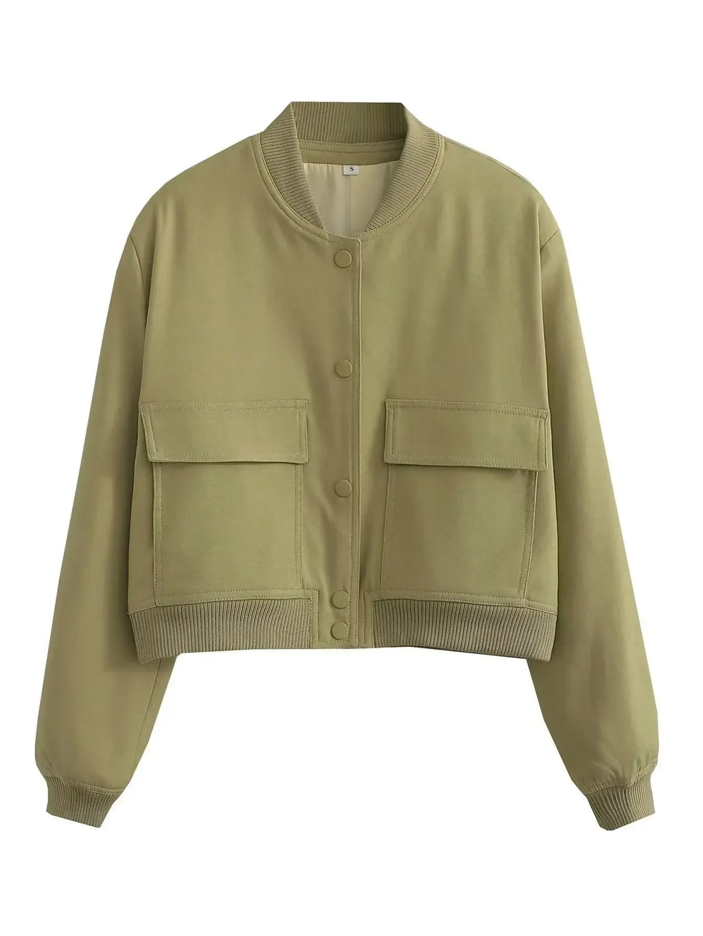 Basic Stand Collar Jacket Long Sleeve Cardigan Button Up Cropped Coat Baseball Outerwear Autumn Winter Clothes