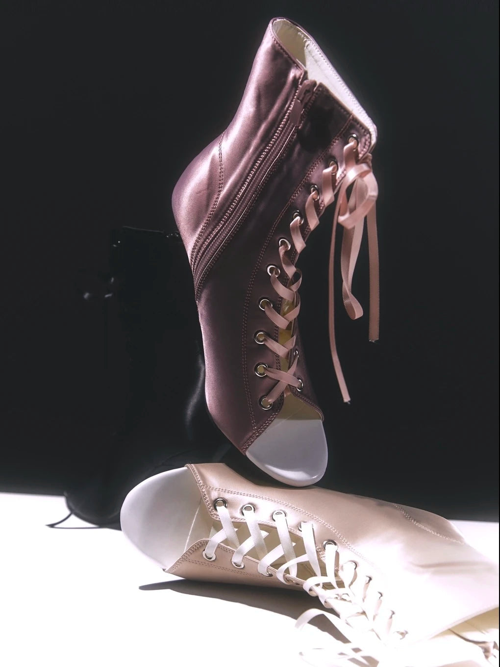 Satin Purple Fish Mouth Shoes Jazz Dance High Heels Dance Shoes Dancing Short Boots Jazz Dance Shoes Sandals