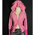 Autumn/winter American Retro Hot Girl Plum Pink Leopard Pattern Loose Hoodie Top Zipper Coat Sweatshirt for