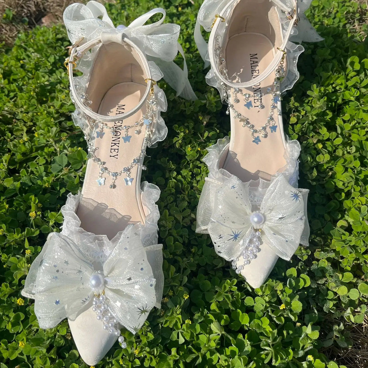 Party Shoes for Designer Shoes Sandals Bridal Shoes Lolita Heel With Pointed Head Shoes White