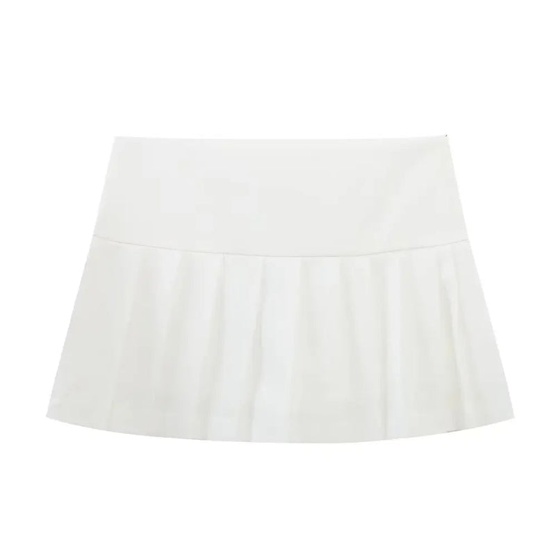 Summer Woman Stripe Slim Mini Skirts Side Zipper Stripe Skirt Low Waist Pleated Skirt With Lining Shorts
