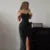 Velvet Tube Long Dresses Slim Knot Slit Evening Dress Female Spring Street Party Vestidos