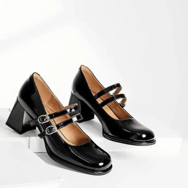 Mary Jane Shoes Square Toe High Heels Buckle Single Shoes Shallow Mouth Designer Party Dress Shoes