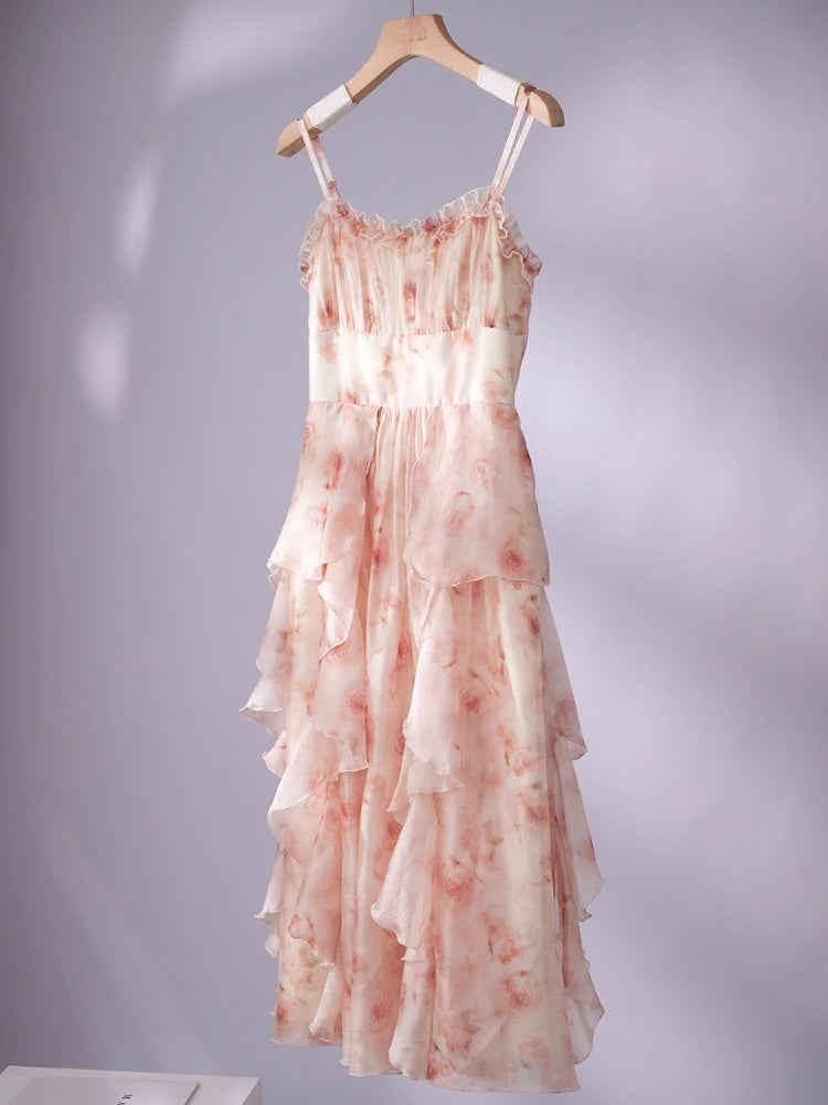 2 Piece Dress Sets Chiffon Summer Slim Strap Dress + Fairy Cardigan Suit Even Party