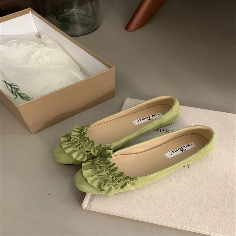 Shoes Woman Flats Shallow Mouth Allmatch Modis Female Sneakers Round Toe Dress New Comfortable Rubber Flock F