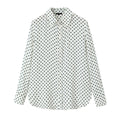2 Piece Set Dot Printed Singlebreasted Lapel Loose Shirt Top Blouse Female Mini Pencil Skirts