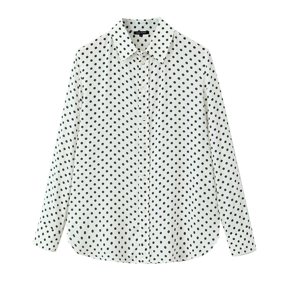 2 Piece Set Dot Printed Singlebreasted Lapel Loose Shirt Top Blouse Female Mini Pencil Skirts