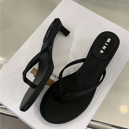 Summer New Brand Slipper Narrow Band Slides Outdoor Dress Flat Heel Vacation Sandal