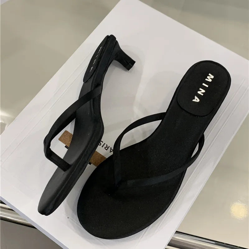 Summer New Brand Slipper Narrow Band Slides Outdoor Dress Flat Heel Vacation Sandal