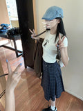 American Preppy Plaid Skirt Harajuku Clothing Highwaisted Pleated Skirts Korean Aline Skirt