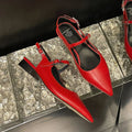 Genuine Leather Pointed Toe Slingback Slipon Flats Sandals Soft Comfortable Female Summer Daily Footwear Shoes