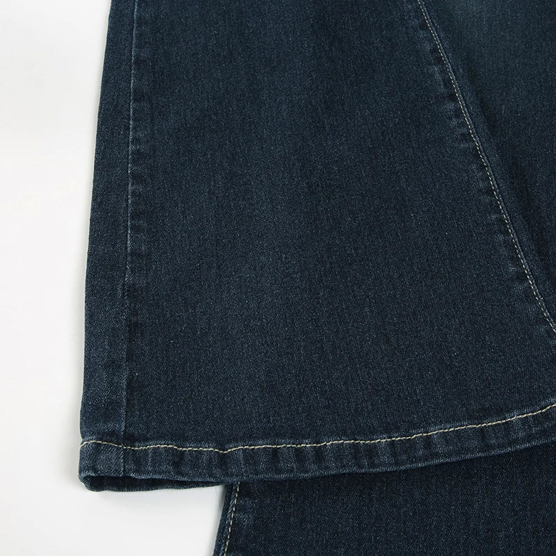 Y2k Flared Jeans Retro Button-up Low Rise Denim Pants Harajuku 2000s Trousers Basic Aesthetic Mom Jeans