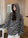 Harajuku Striped Long Sleeve Pullovers Sweatshirt Oversized Hoodies for Winter Warm Clothes New