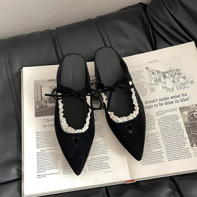 Designer Summer Pointed Toe Mules Slippers Dress Street Style Slip on Shoes