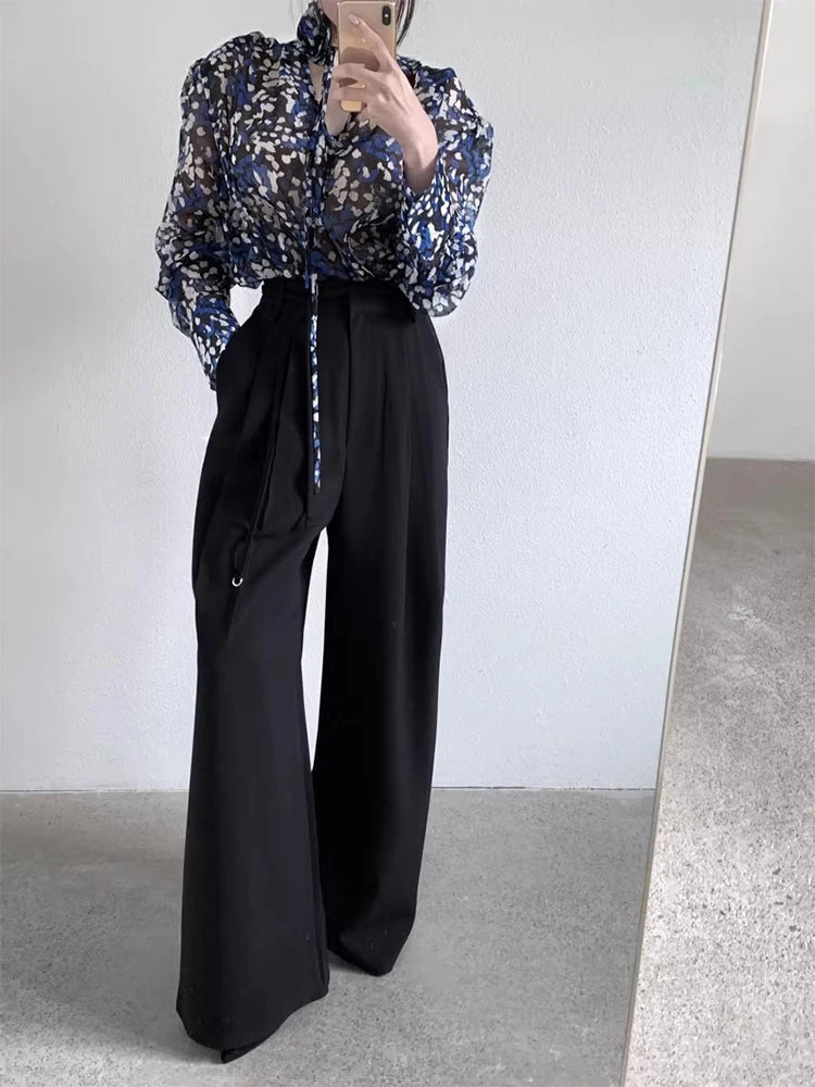 Drop Feeling Wide Leg Suit Pants Spring New High Waist Slimming Versatile Straight Leg Long Trousers