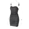 Black Glitter Bright Silk Dress Strapless Ruched Bodycon Dress Summer Sleeveless Tight Mini Dress Party Club Outfits