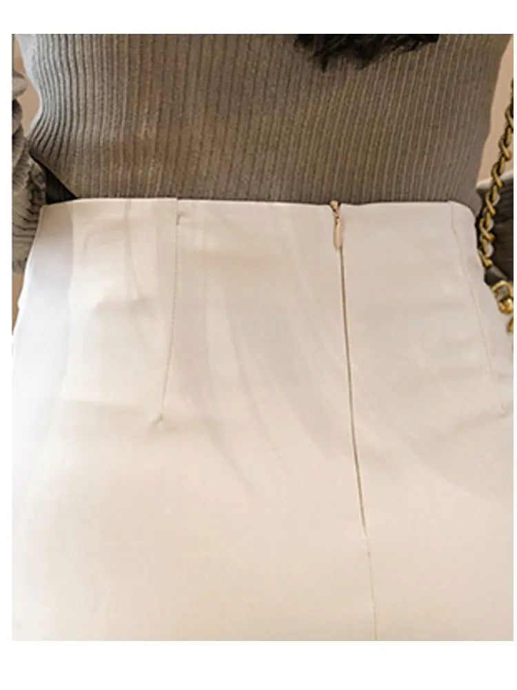 High Waist Slim Folds Skirts Womne Spring Summer Autumn Split Package Hip Long Skirt Office Lady Black Midi Skirts