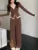 Autumn Two-piece Pants Set Long Sleeves V-neck Single Breasted Top Wide Leg Pants Korean Outfits New
