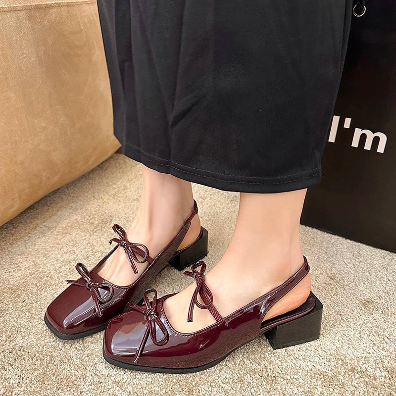 Summer Cover Toe Sandals Butterflyknot Party Dress Singbacks Mules Shoes Zapatos De Mujer
